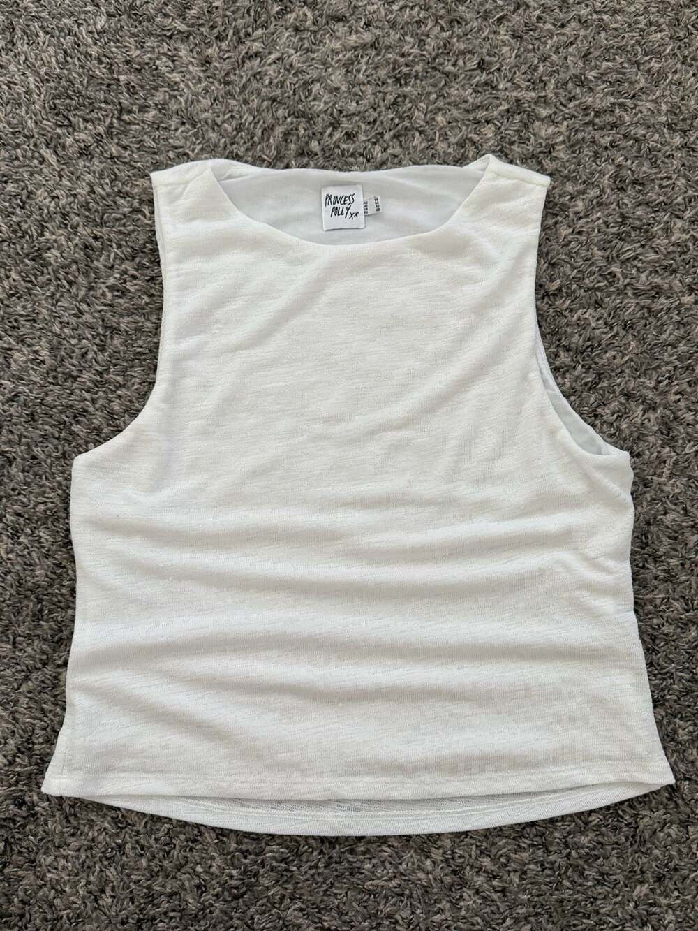 Princess Polly White Sleeveless Textured Knit Tank Top